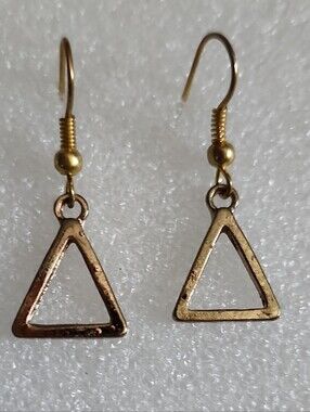 Hand Crafted Gold Open Triangle Drop Earrings
